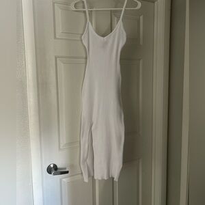 Windsor White Ribbed Midi Dress